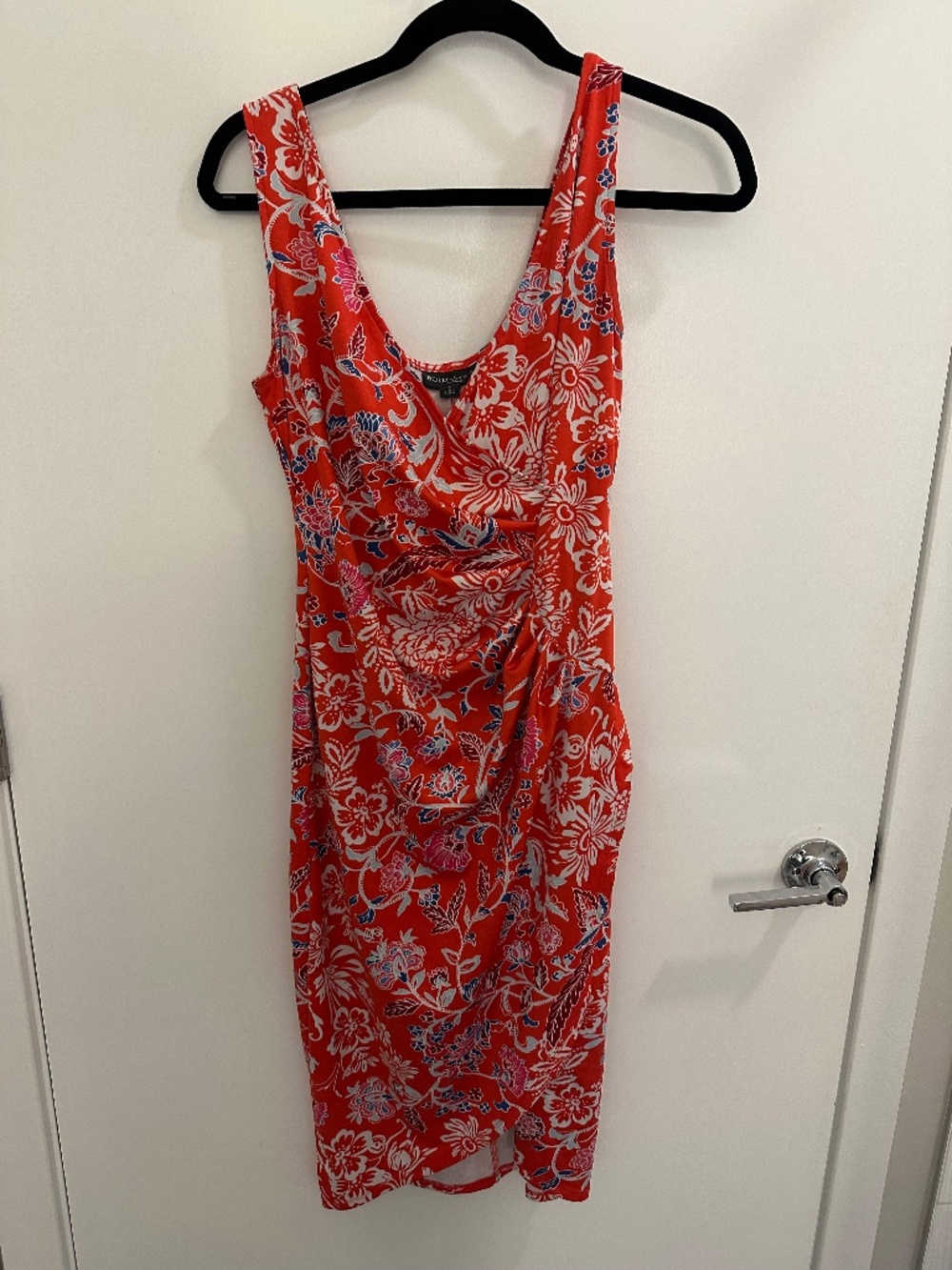 Bold Elements Cut to Curve red floral dress